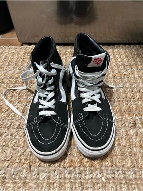 Vans Kids High-Top Skate Sneakers in Black and White